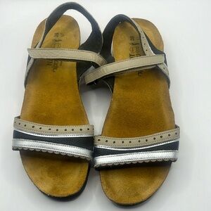 Naot Women's Beverly In Soft Black/Soft Beige/Soft Silver Leather size 7